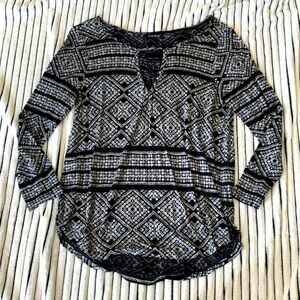 Lucky brand keyhole long sleeve tunic blouse